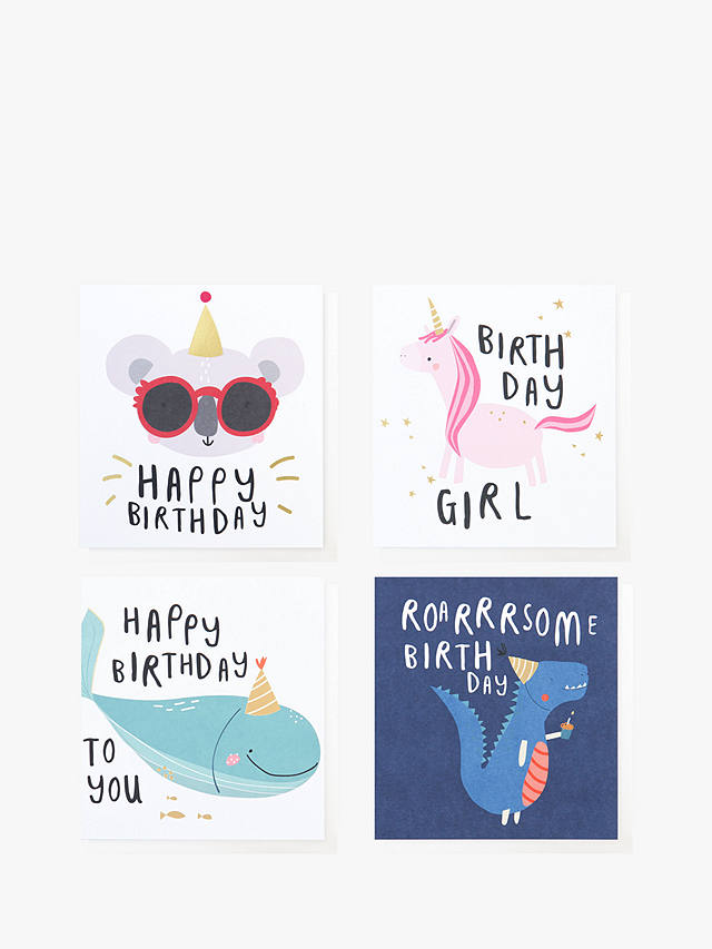 Caroline Gardner Animals Children's Birthday Cards, Pack of 4