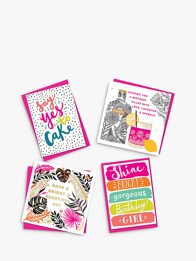 Rachel Ellen Colourful Birthday Cards, Pack of 4