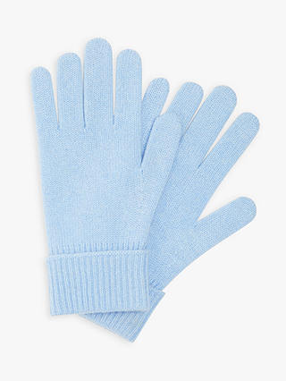 John Lewis Pure Cashmere Gloves, Light Blue 