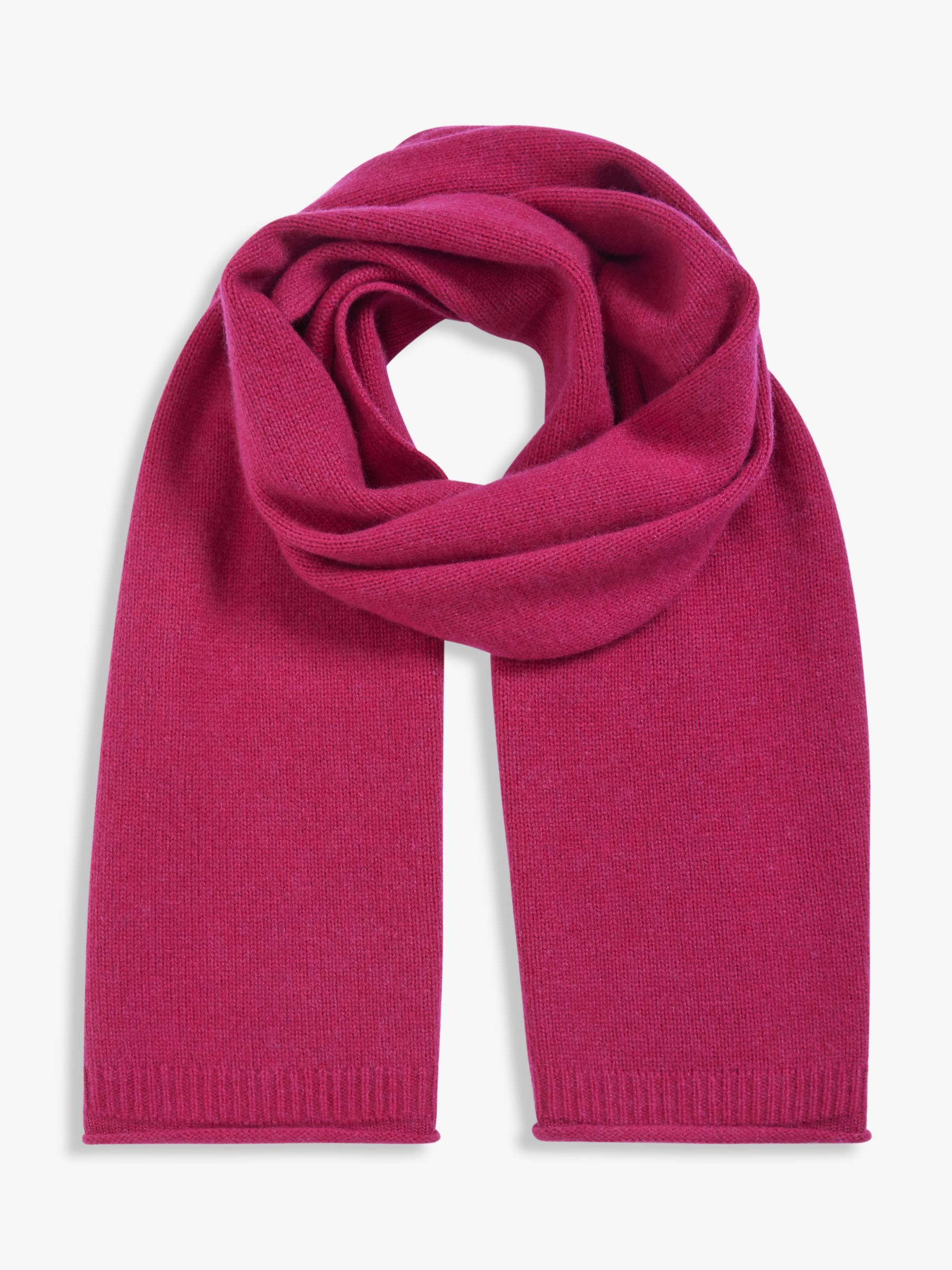 John Lewis & Partners Cashmere Knitted Scarf, Red Berry at John Lewis ...