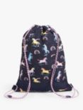 John Lewis & Partners Children's Unicorn Drawstring Bag, Navy