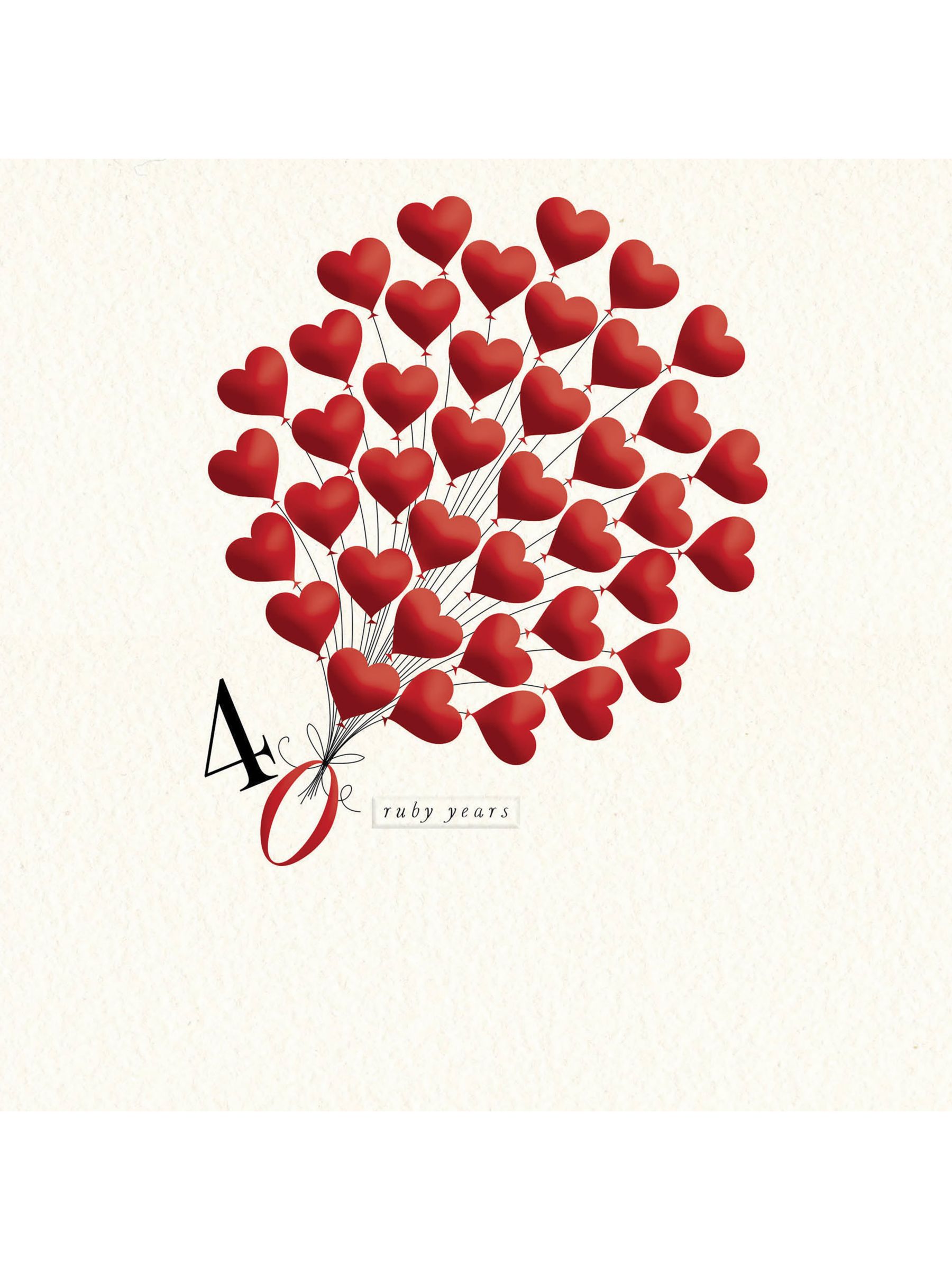 Heart Balloons Ruby 40th Anniversary Card