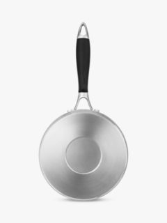 John Lewis Classic Glass Lid Stainless Steel Saucepan Set, 3 Pieces