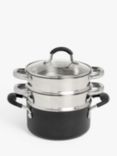 John Lewis 'The Pan' Aluminium Steamer Set, 18cm, 3 Piece