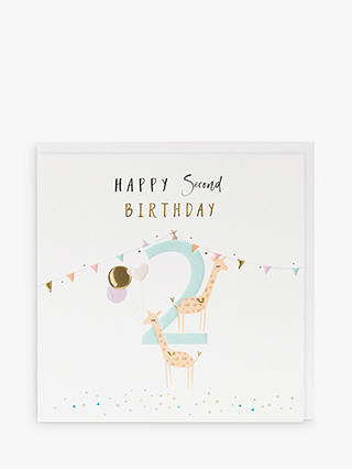 Belly Button Designs Giraffes 2nd Birthday Card
