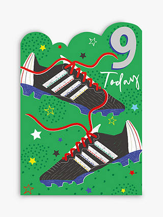 Laura Darrington Design Football Boots 9th Birthday Card