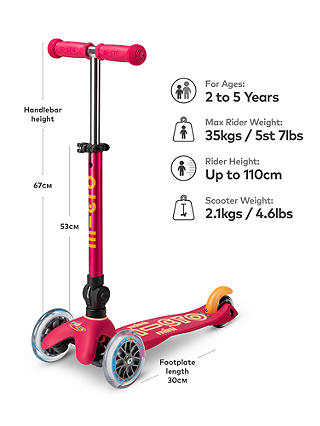Micro Scooters Mini Deluxe Foldable Scooter, Red