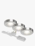 Sensio Zeta LED Under Kitchen Cabinet Spot Lights & Driver, Pack of 3, White/Stainless Steel
