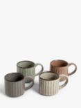 John Lewis & Partners Linear Stackable Stoneware Espresso Cups, Set of 4, 100ml, Multi
