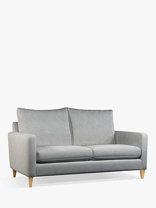 John Lewis Bailey Medium 2 Seater High Back Sofa, Light Leg, Smooth Velvet Grey