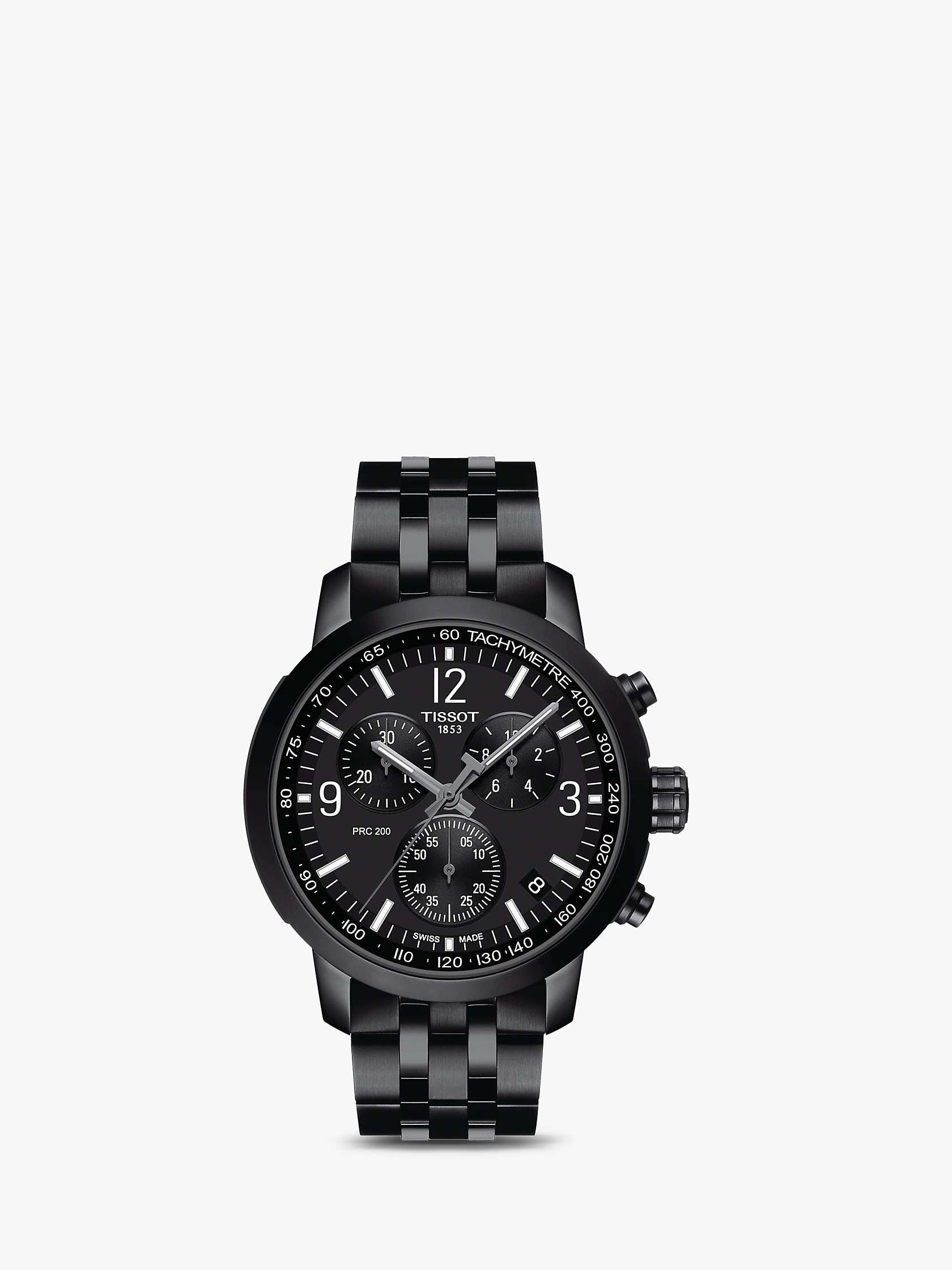 Buy Tissot T1144173305700 Men's PRC 200 Date Chronograph Bracelet Strap Watch, Black Online at johnlewis.com