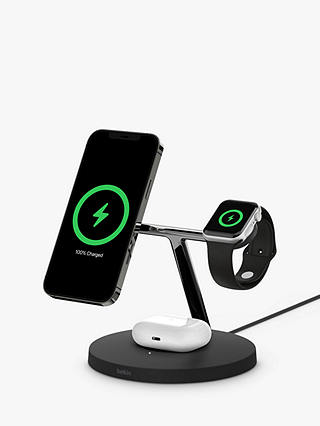 Belkin BOOST CHARGE PRO 3-in-1 Wireless Charger with MagSafe, 15W, Black