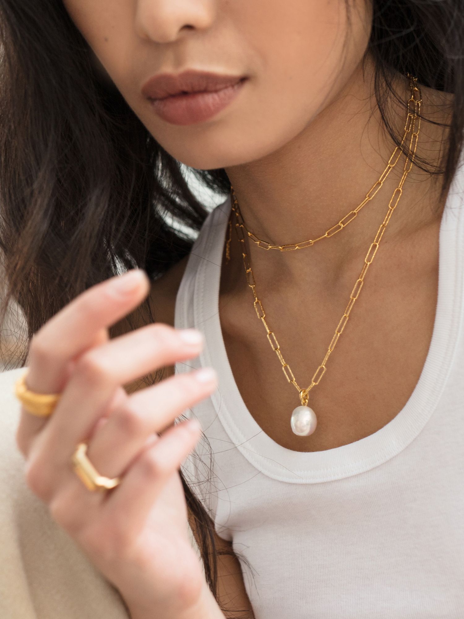 Monica Vinader Alta Textured Chain Necklace, Gold