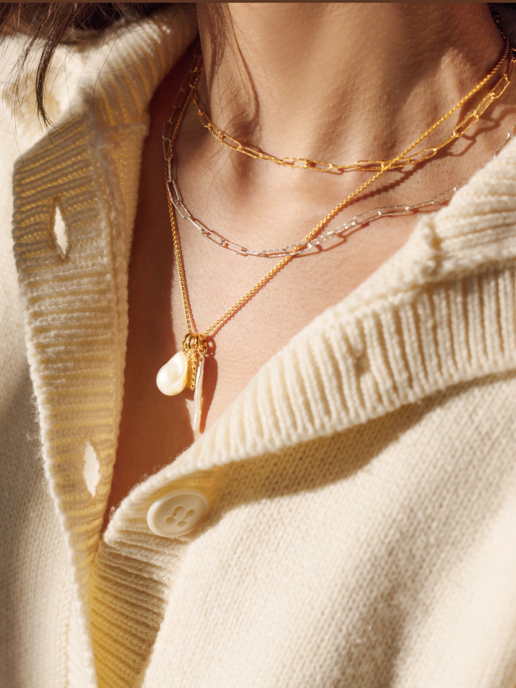 Monica Vinader Alta Textured Chain Necklace, Gold