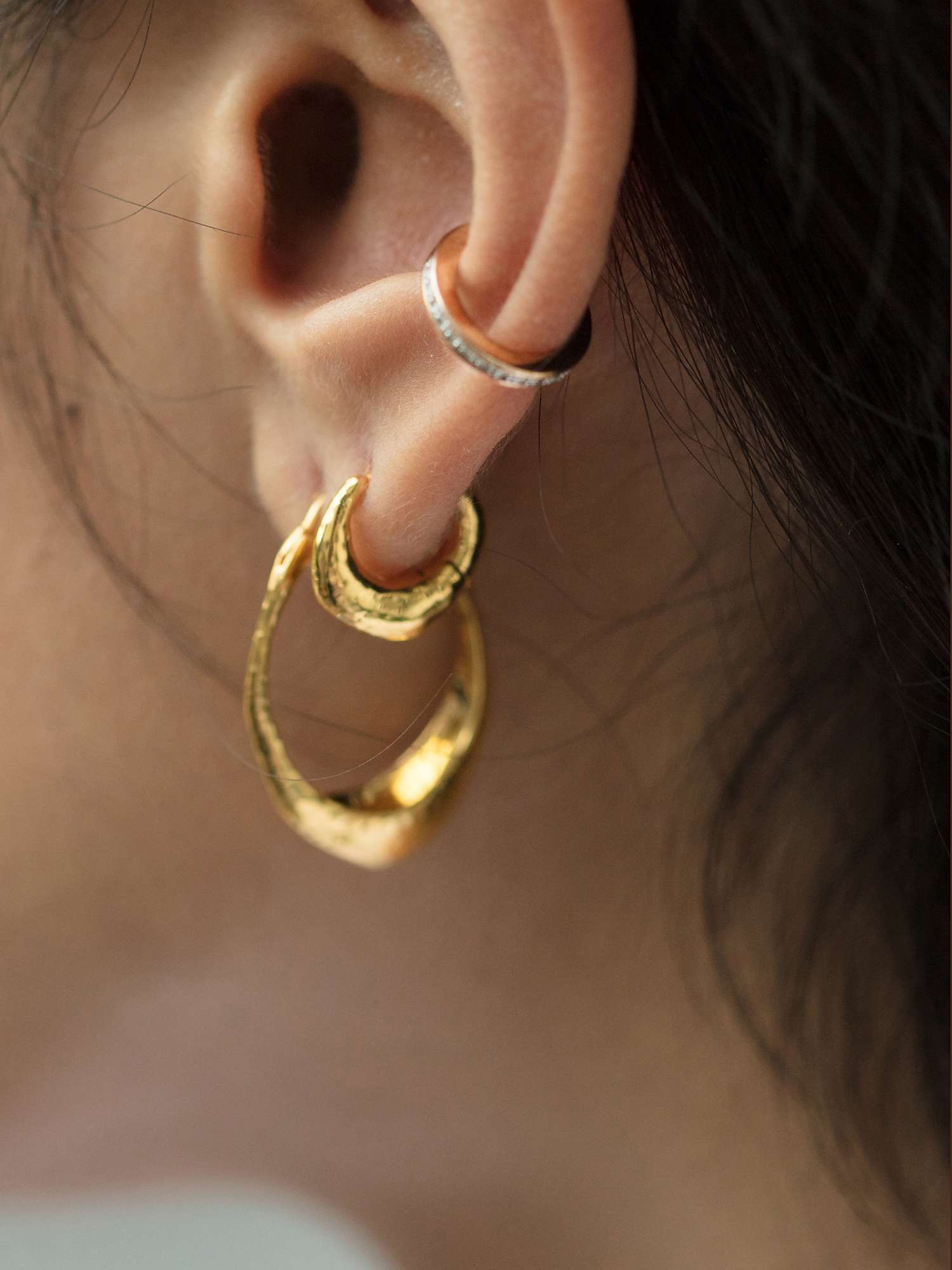 Buy Monica Vinader Deia Slim Hoop Earrings, Gold Online at johnlewis.com