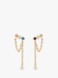 PDPAOLA Mana Cubic Zirconia Chain Drop Earrings, Gold/Multi