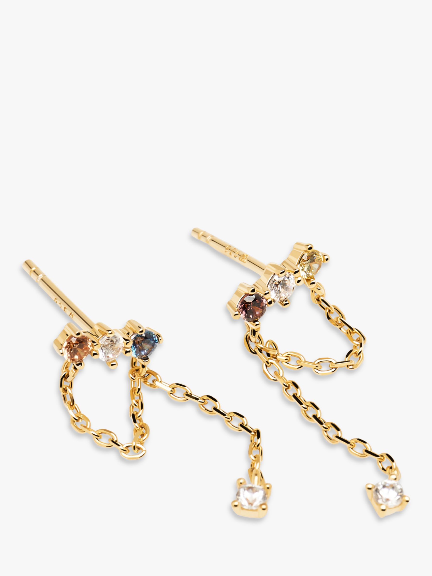 Buy PDPAOLA Mana Cubic Zirconia Chain Drop Earrings, Gold/Multi Online at johnlewis.com