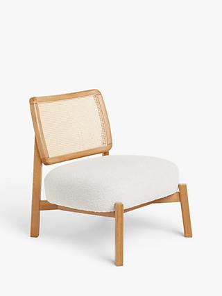 Dime Range, John Lewis ANYDAY Dime Accent Chair, Light Wood Frame, Cream Boucle