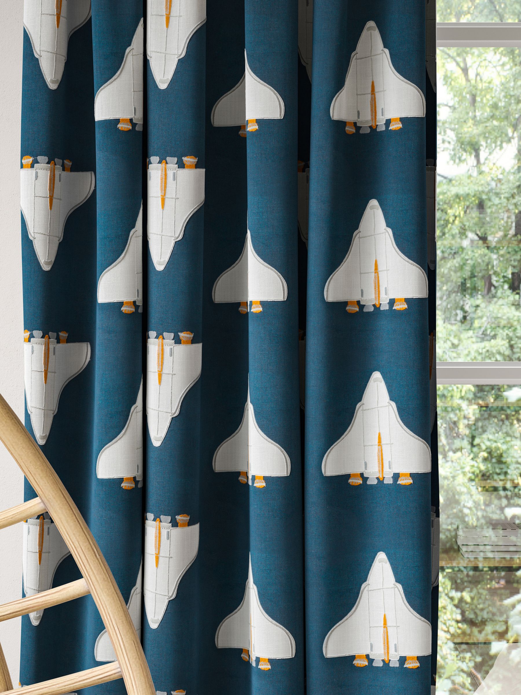 Harlequin Space Shuttle Furnishing Fabric, Apricot/Navy