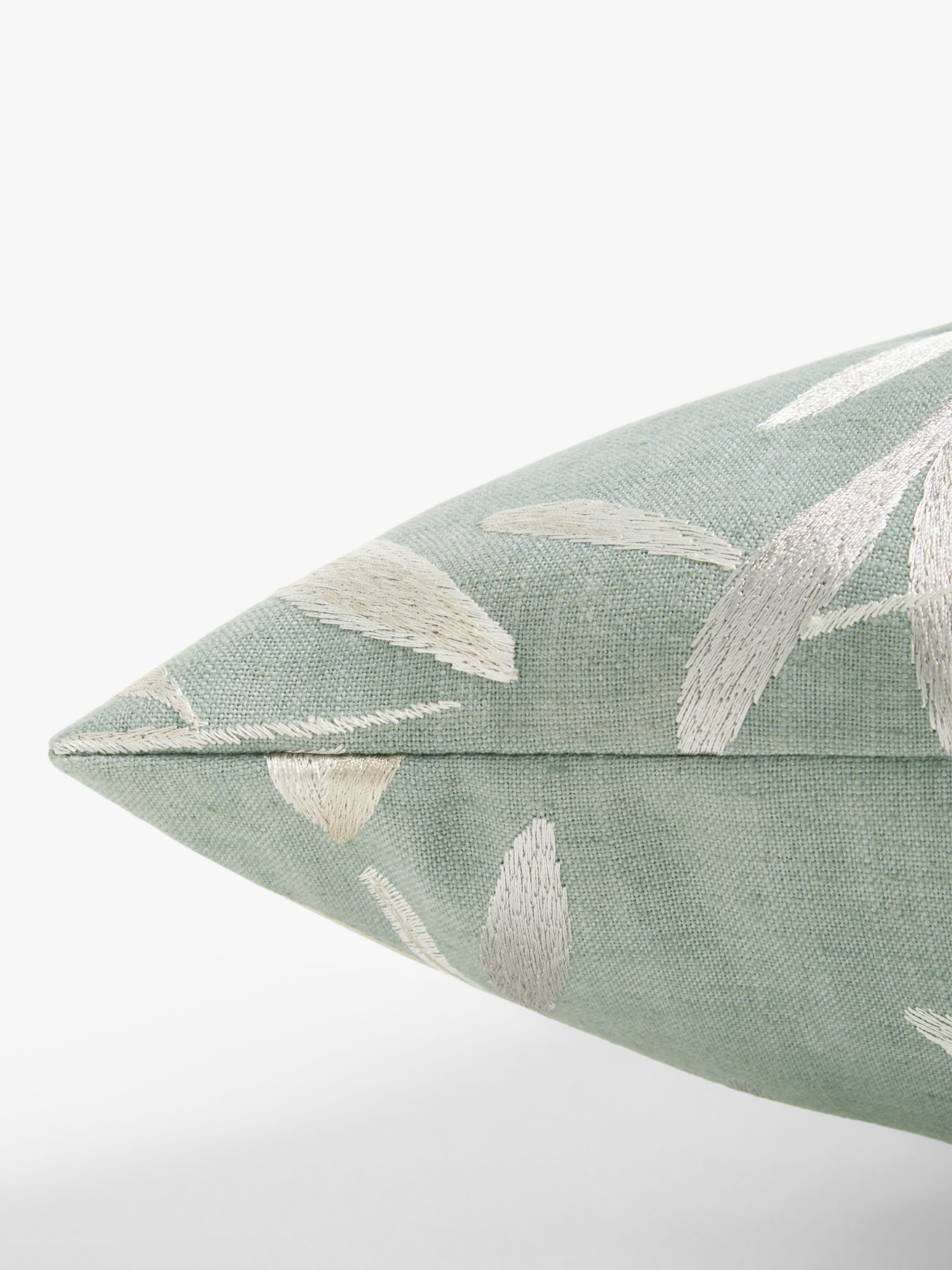 John Lewis Langley Leaf Cushion, Duck Egg