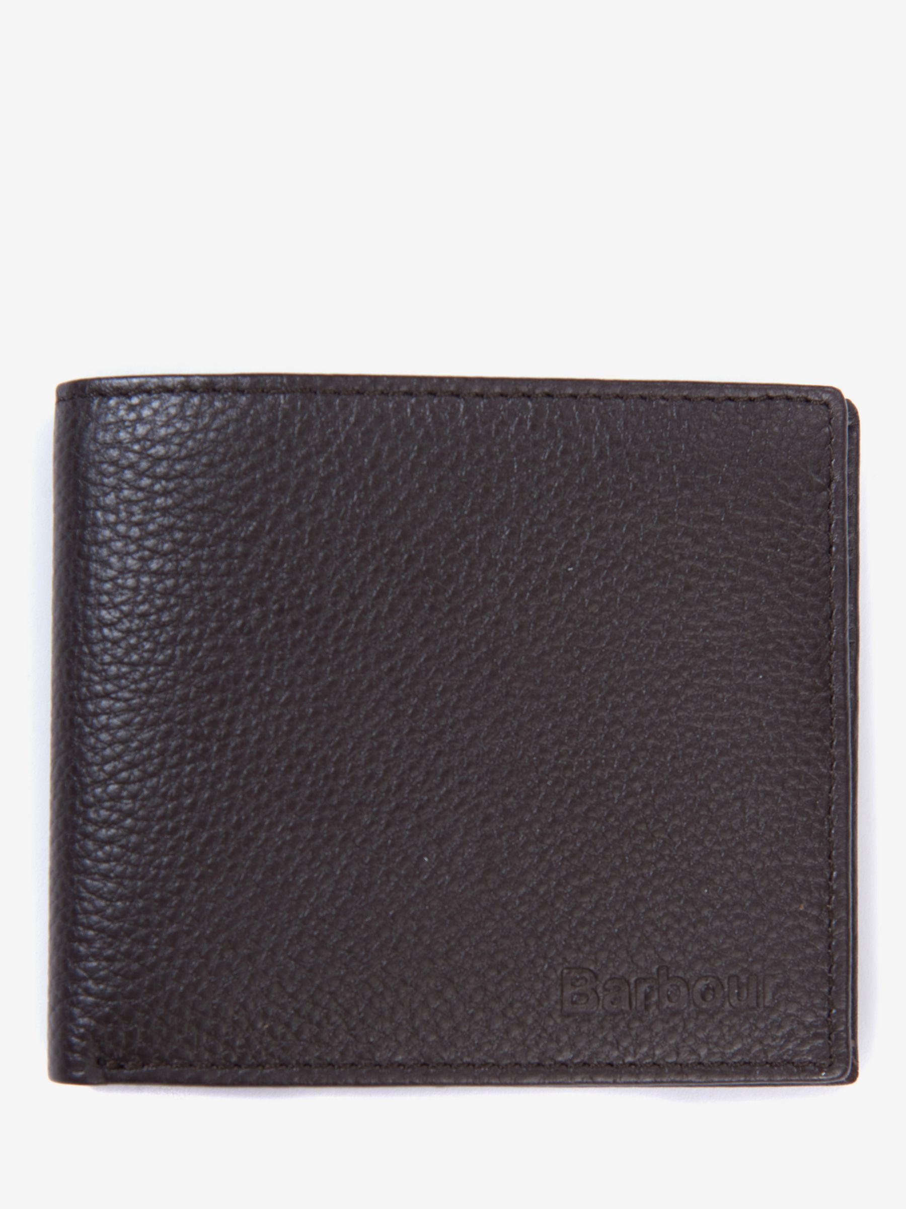 Barbour Amble Leather Billfold Wallet, Dark Brown at John Lewis & Partners