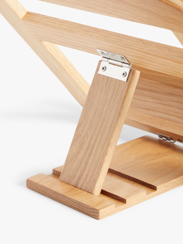 John Lewis Oak Wood Folding & Adjustable Cookbook Stand, Natural