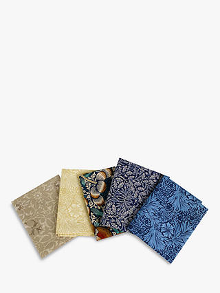 Morris & Co. William Morris Print Fat Quarter Fabrics, Pack of 5, Blue/Beige