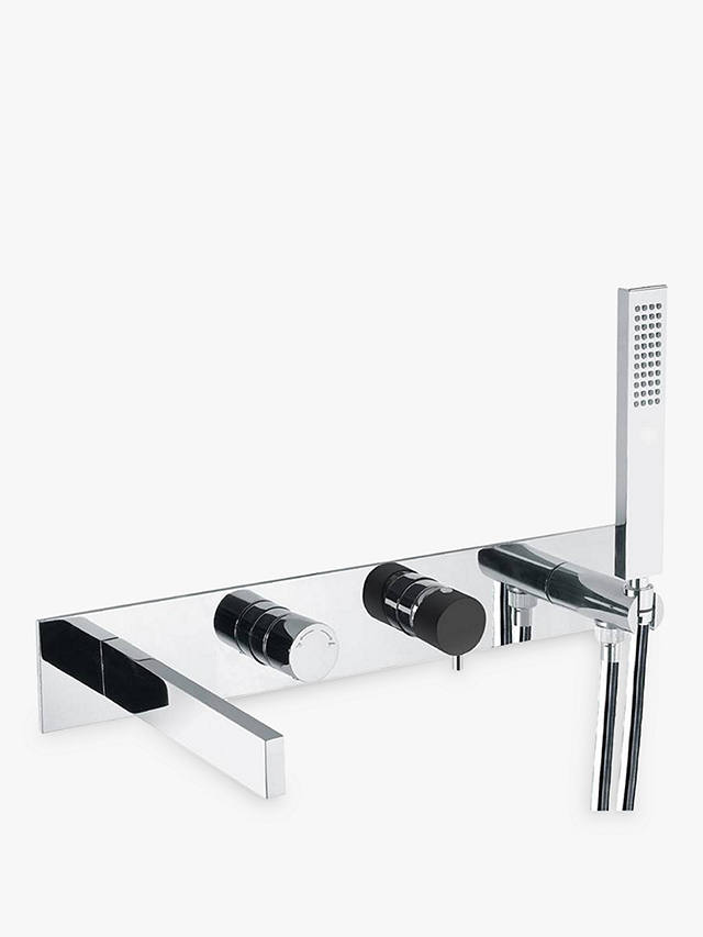 Abode Cyclo Wall Mounted Bath Shower Mixer with Shower Handset, Black/Chrome
