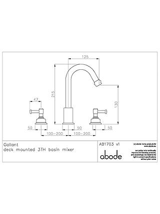 Abode Gallant Deck Mounted 3 Hole Bathroom Basin Mixer Tap, Chrome