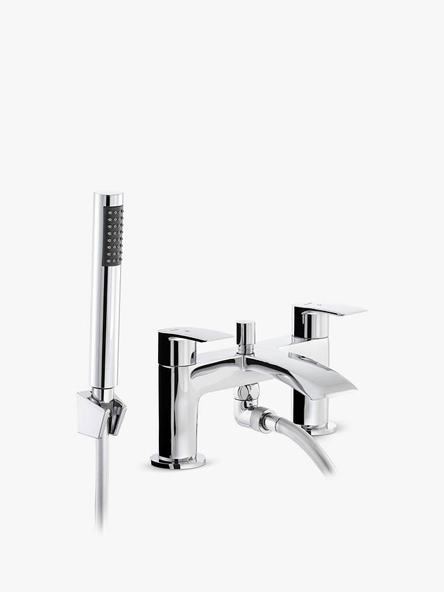 Abode Loop Deck Mounted Bath Filler Tap with Hand Shower, Chrome