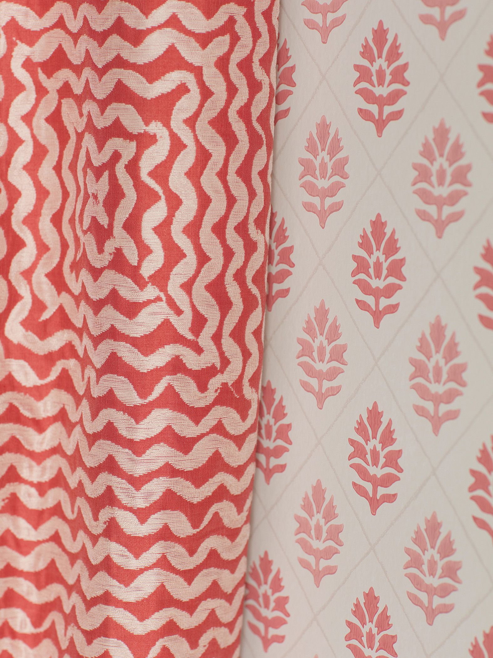 Nina Campbell Camille Furnishing Fabric, Coral/Pink