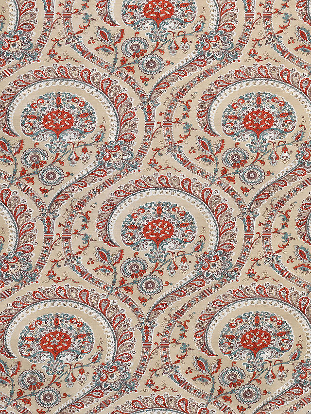 Nina Campbell Les Indiennes Furnishing Fabric, Coral/Aqua