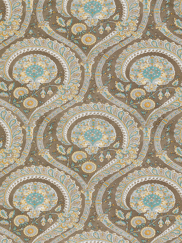 Nina Campbell Les Indiennes Furnishing Fabric, Aqua/Ochre