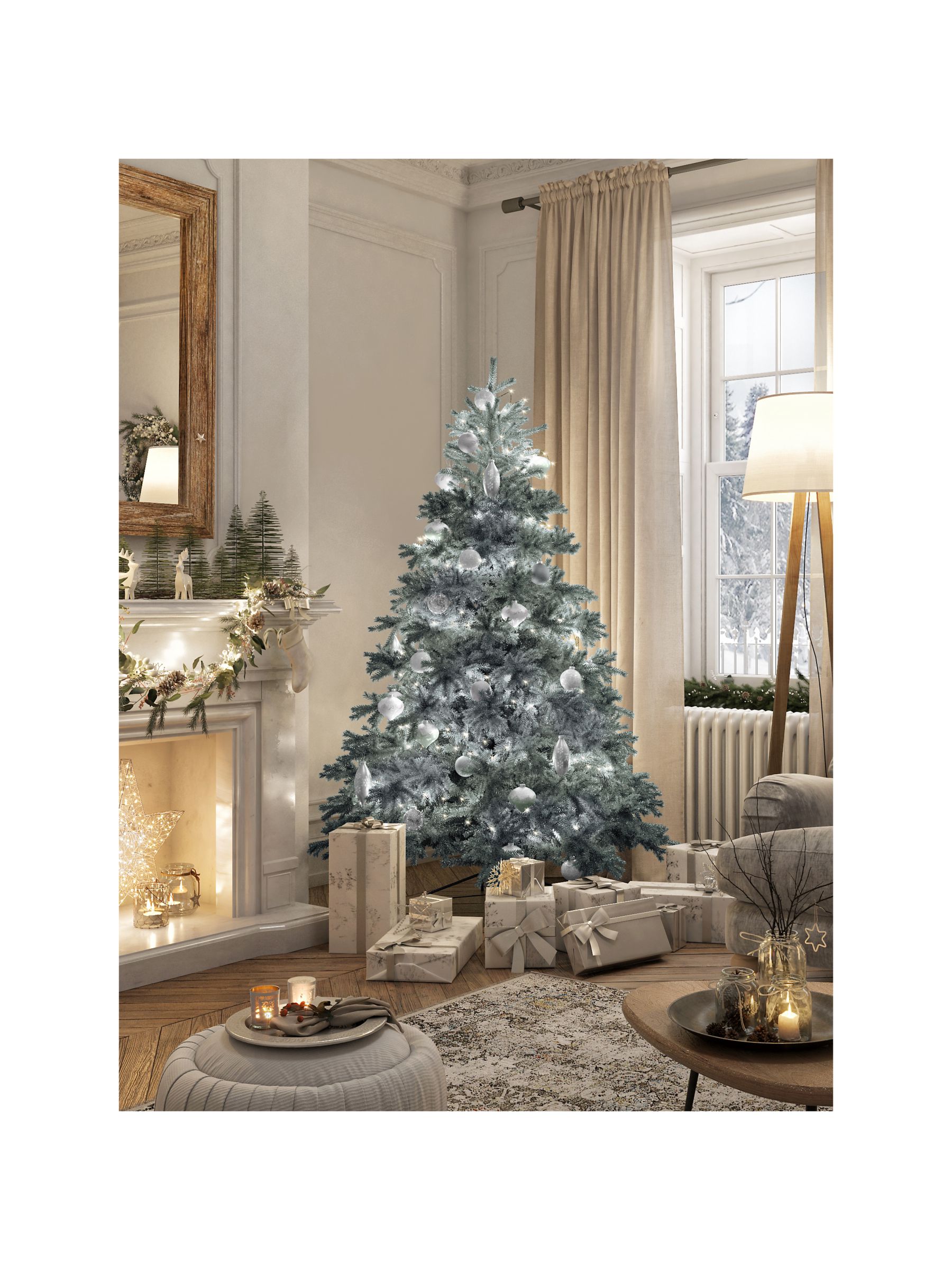 John Lewis Isla Diamond Frost Pre-lit Christmas Tree, 7ft