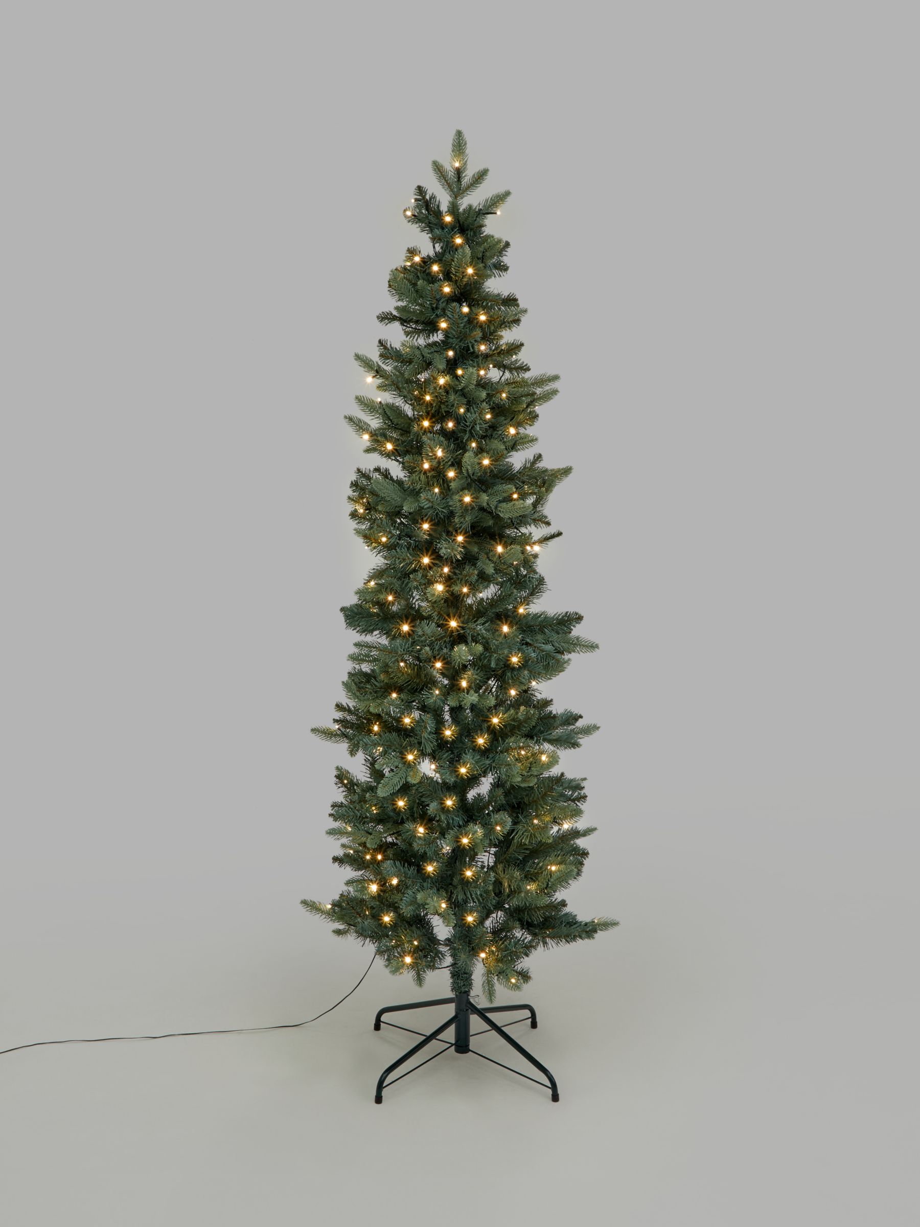 John Lewis & Partners Slimline Blue Spruce Pre-Lit Christmas Tree, 6Ft