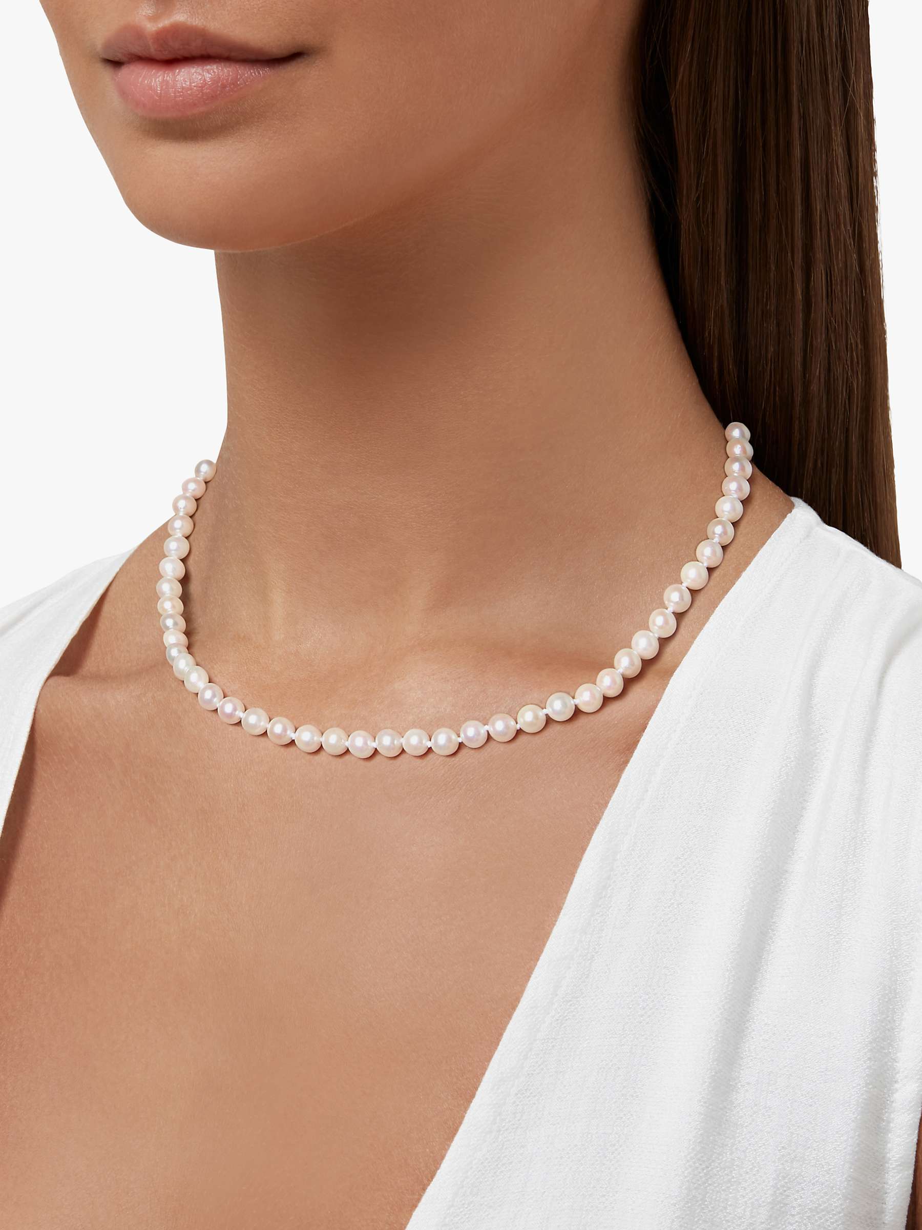Buy A B Davis Akoya Cultured Pearl Necklace, White/Gold Online at johnlewis.com