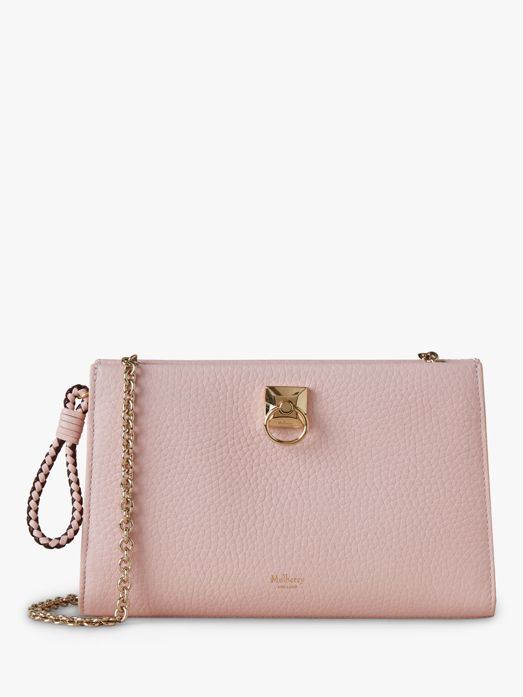 Mulberry Iris Heavy Grain Leather Wallet On Chain, Icy Pink at John ...