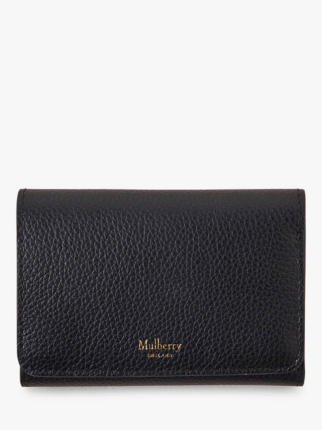 Mulberry Continental Small Classic Grain Leather Trifold Purse, Black