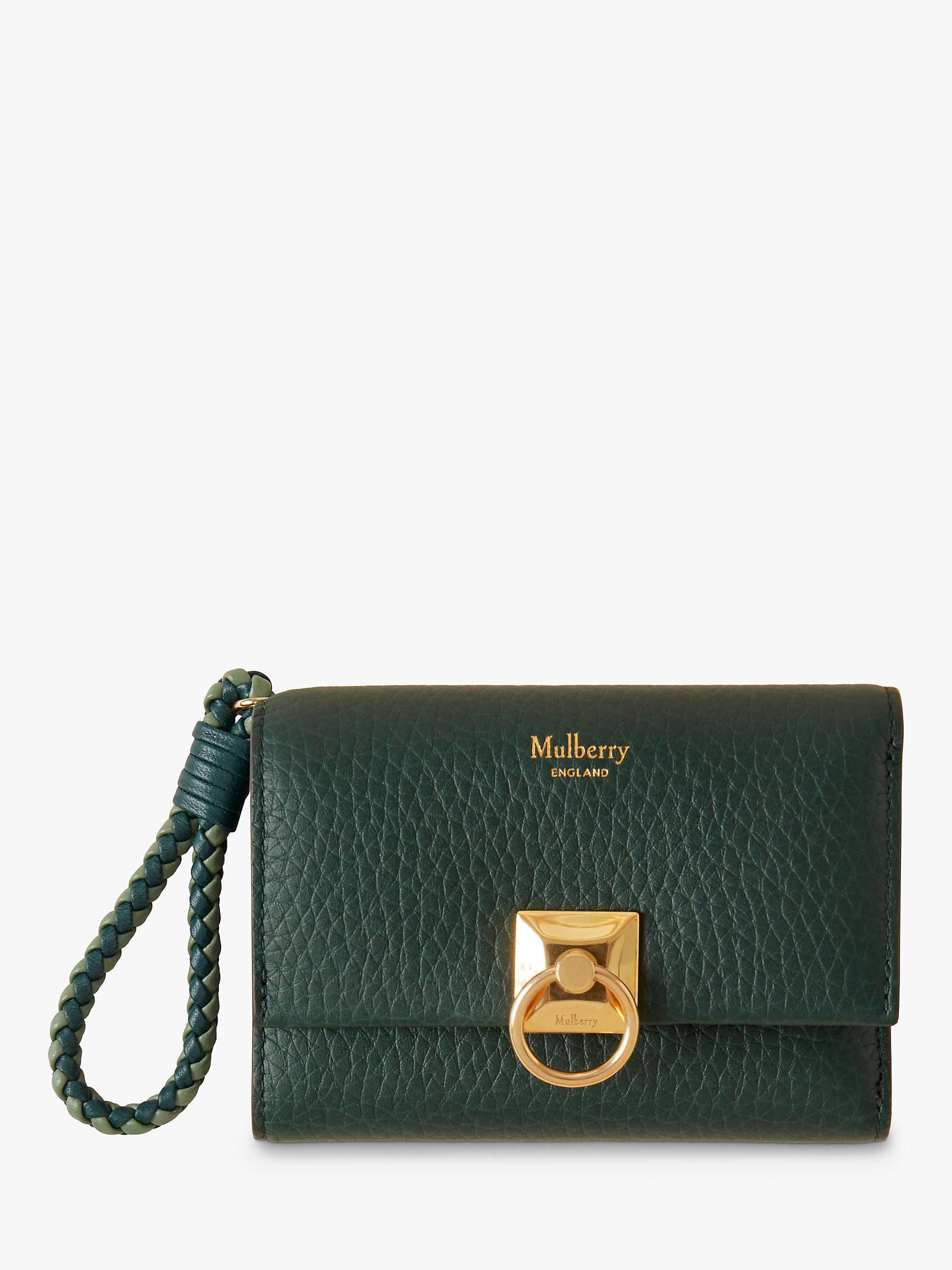Mulberry Iris Heavy Grain Leather Trifold Wallet, Mulberry Green at ...