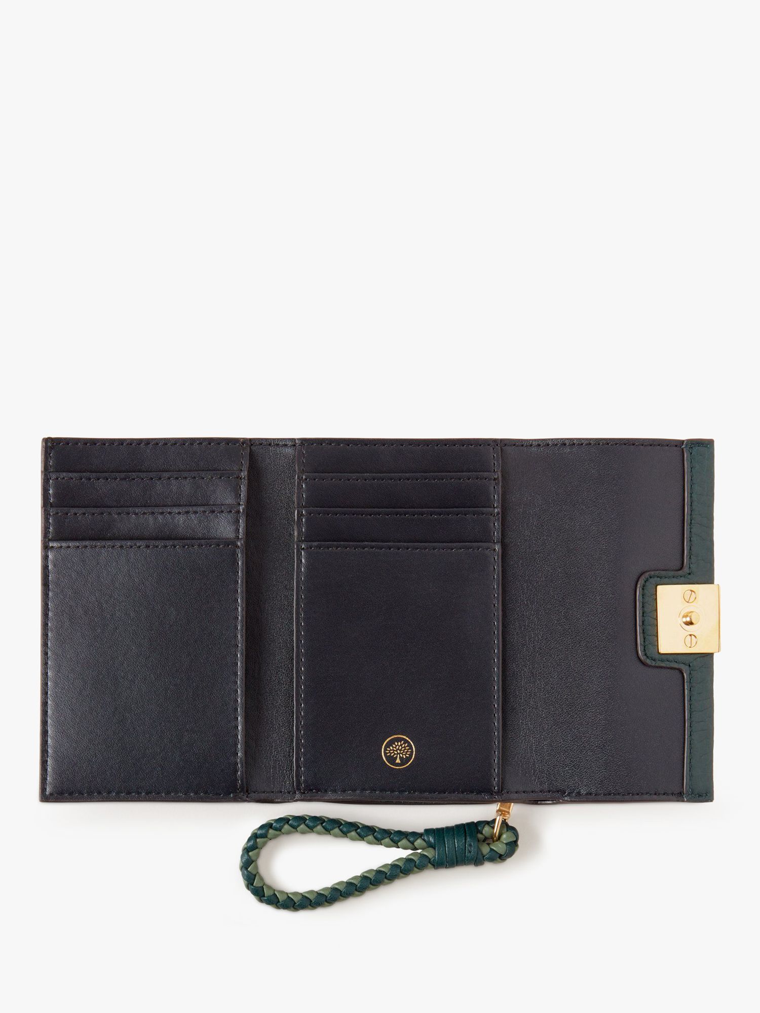 Mulberry Iris Heavy Grain Leather Trifold Wallet, Mulberry Green at John Lewis & Partners