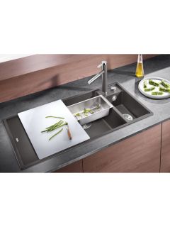 Blanco Axia 6S Inset 1.5 Right-Hand Bowls Composite Granite Kitchen Sink, Alumetallic