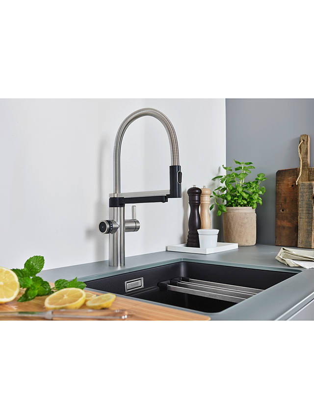 Blanco Evol-S Pro 3-In-1 Filtered Water Single Lever Pull-Out Kitchen Mixer Tap, Stainless Steel