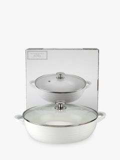 Sophie Conran for Portmeirion Porcelain Shallow Casserole with Glass Lid, 30cm, White