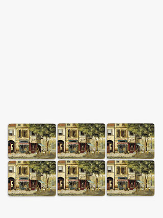 Pimpernel 'Paris' Cork-Backed Placemats & Coasters, Set of 6, Green/Multi