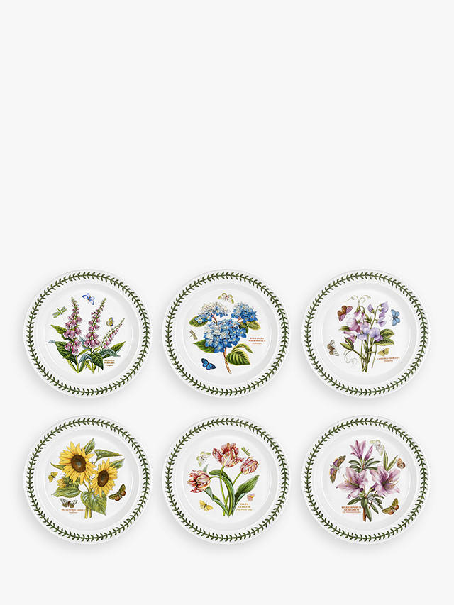 Portmeirion Botanic Garden Flower Dinner Plates, Set of 6, 26.7cm, White/Multi