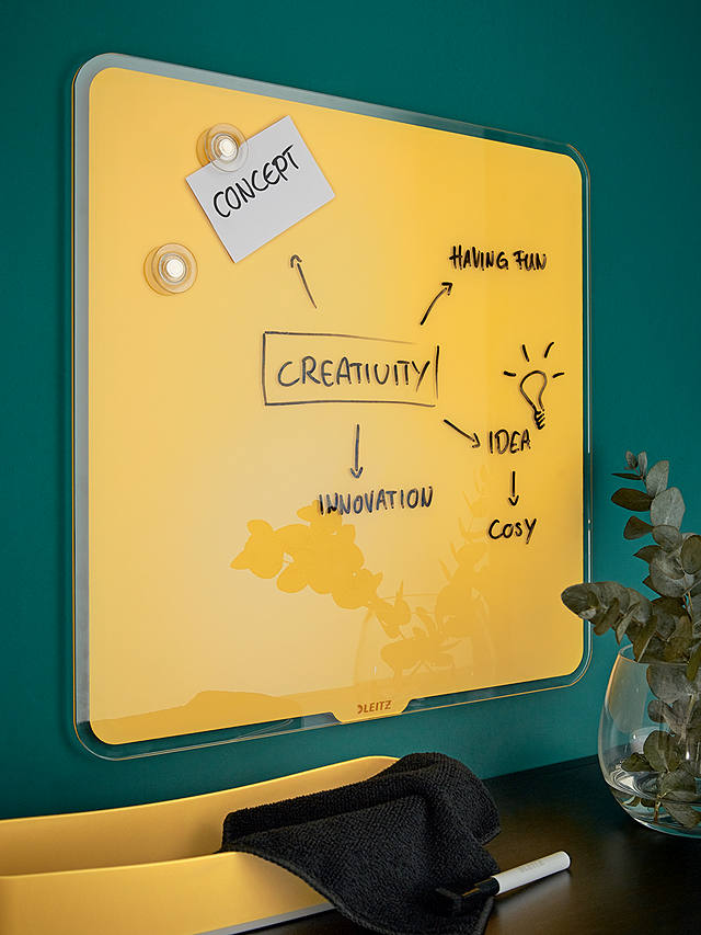 Leitz Cosy Magnetic Glass Whiteboard, Yellow, Small