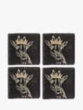 Selbrae House Crown Giraffe Slate Coasters, Set of 4, Black/Gold
