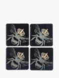 Selbrae House Crown Bee Slate Coasters, Set of 4, Black/Gold