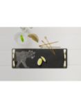 Selbrae House Small Slate Crowned Leopard Serving Tray with Gold Handles, Black/Gold