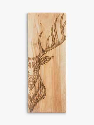 Scottish Made Large Oak Wood Stag Serving Board, 60cm, Natural